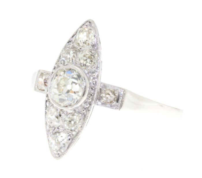 Antieke Artdeco Ring Platina en 14krt witgoud - Afbeelding 2