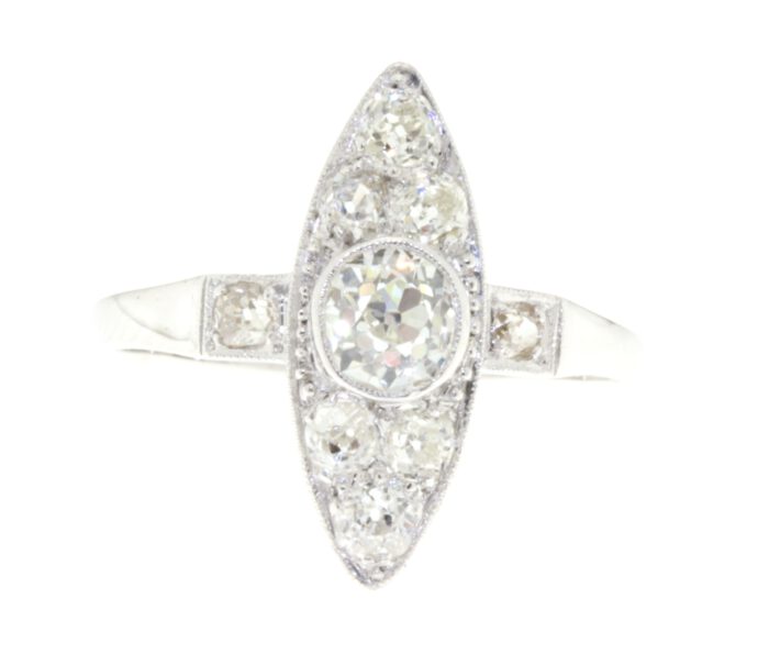 Antieke Artdeco Ring Platina en 14krt witgoud