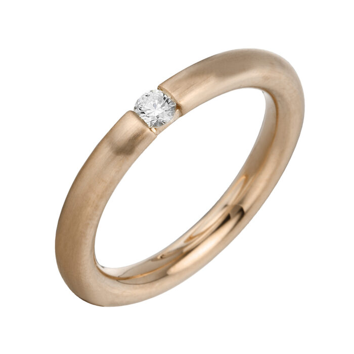 Trouwing 14krt rose goud gesatineerd