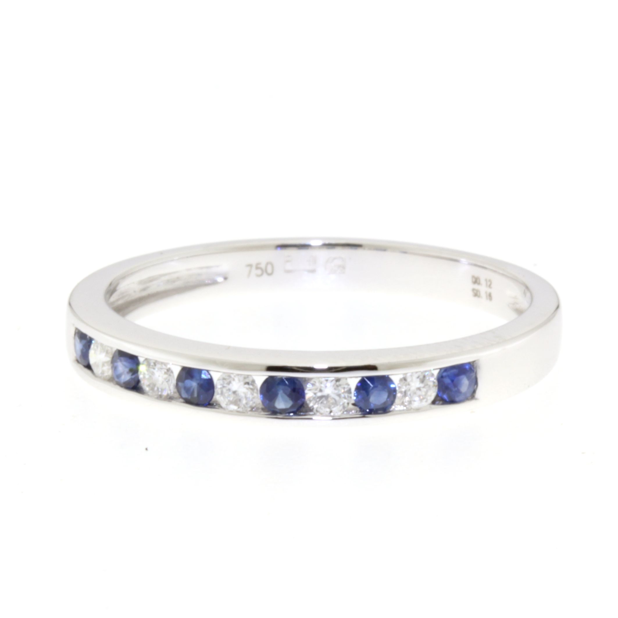 Detecteren Middellandse Zee bereik 18krt Witgouden Diamanten Saffier Rij ring - Koh-i-Noor Diamonds