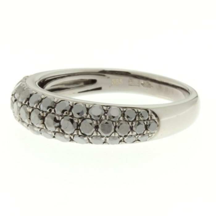 14krt Zwartgouden Diamanten Ring met Pavé zetting - Afbeelding 2