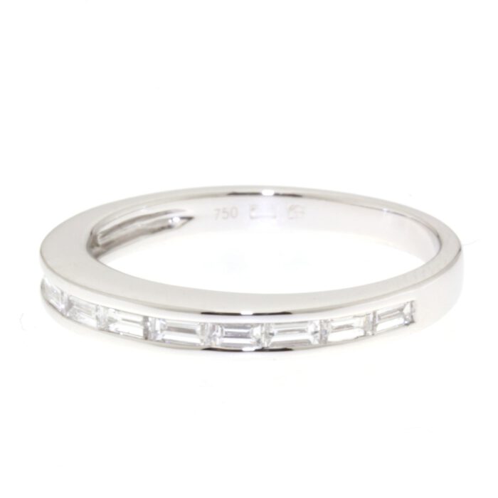 18krt Witgoud Baquette Diamant Rij ring - Afbeelding 2