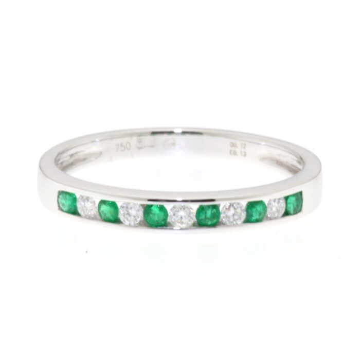 18krt Diamant Smaragd Rijring - Afbeelding 2