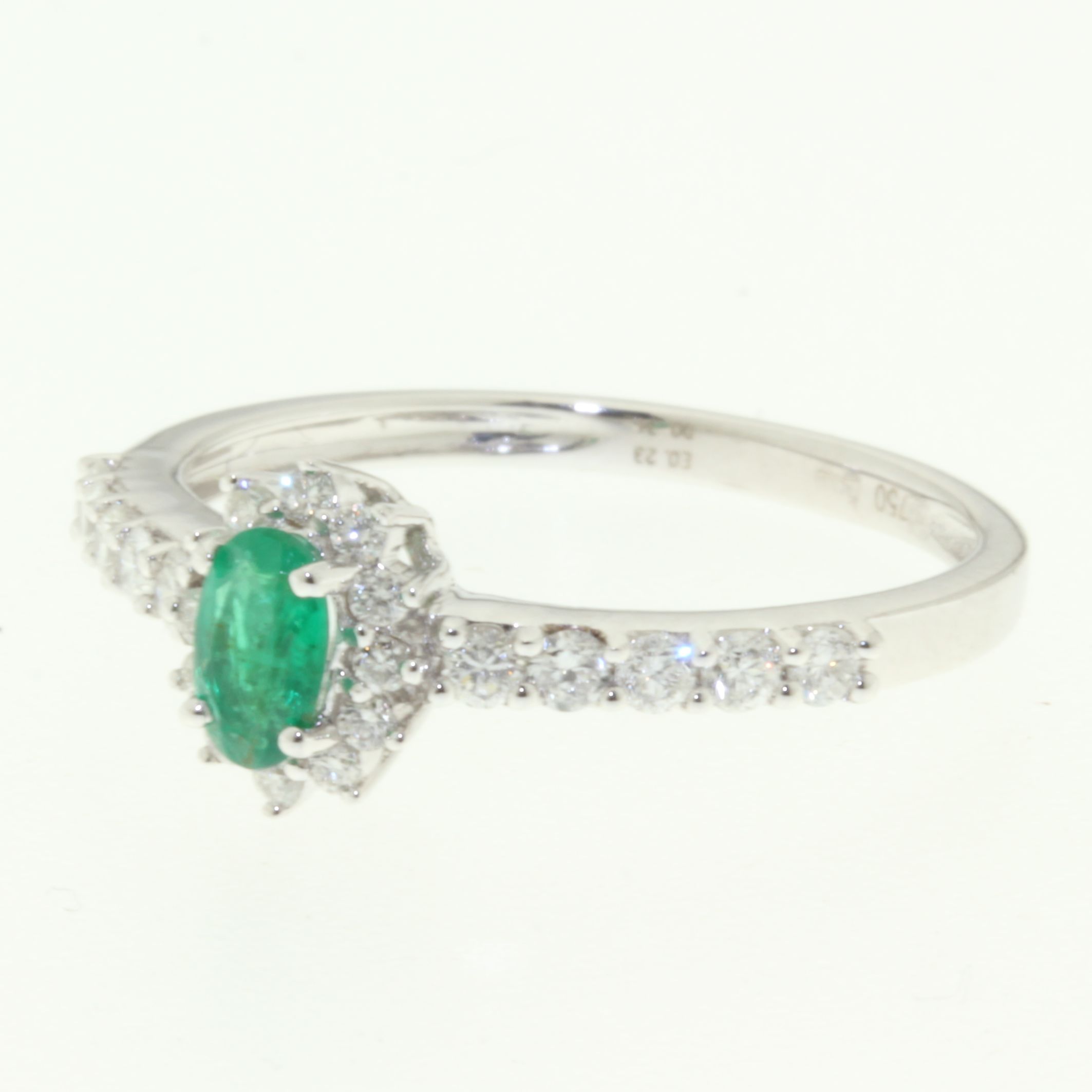 combinatie amusement liefdadigheid 18krt Witgoud Diamanten Smaragd Rozet ring - Koh-i-Noor Diamonds
