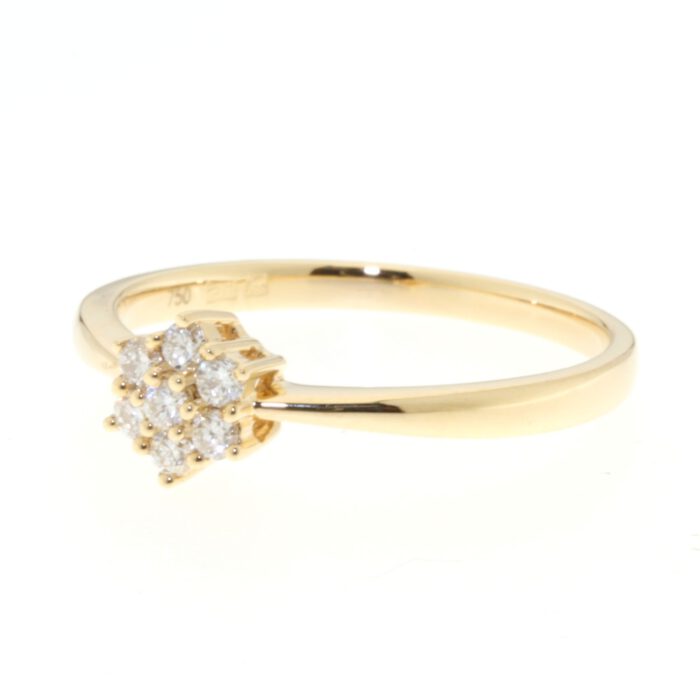 18krt Geelgoud Diamanten Rozet ring