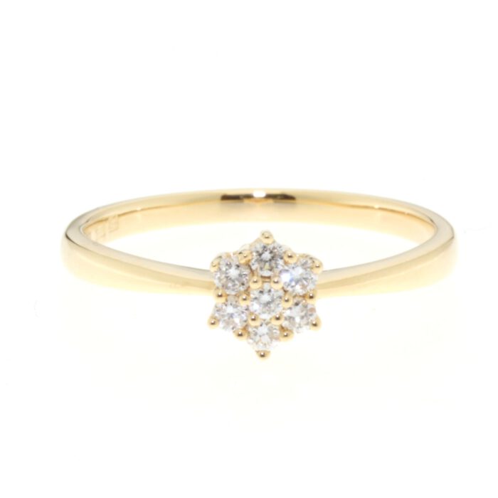 18krt Geelgoud Diamanten Rozet ring - Afbeelding 2
