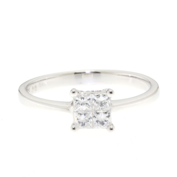 18krt Witgoud Invissible ring prinses diamant