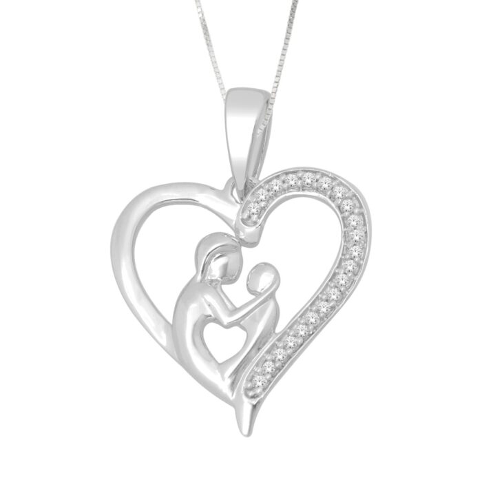 14krt wit gouden hart hanger gezet met diamanten