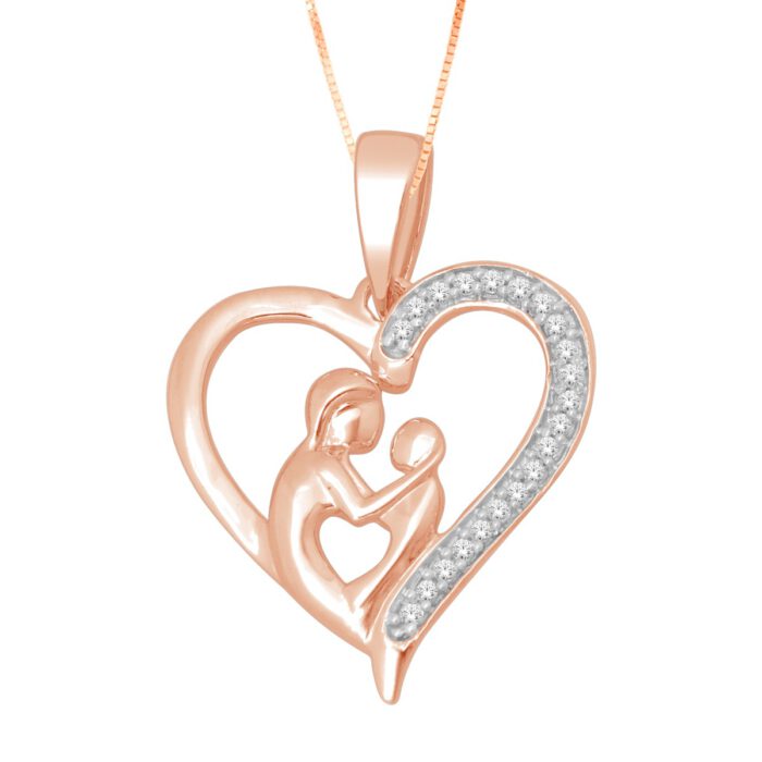 14krt rood gouden hart hanger gezet met diamanten