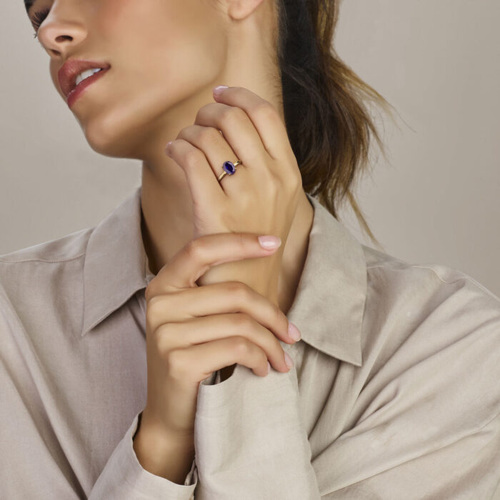Saffier ring Solitair - Afbeelding 2