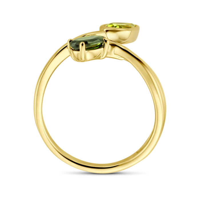 Ring groen toermalijn, peridot en diamant 0.03ct H SI - Afbeelding 4