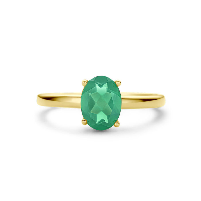 Groene agaat ring Solitair - Afbeelding 4