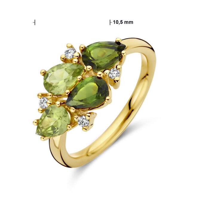 Ring groen toermalijn, peridot en diamant 0.06ct h si - Afbeelding 2