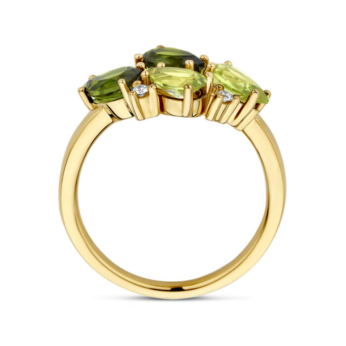 Ring groen toermalijn, peridot en diamant 0.06ct h si - Afbeelding 5