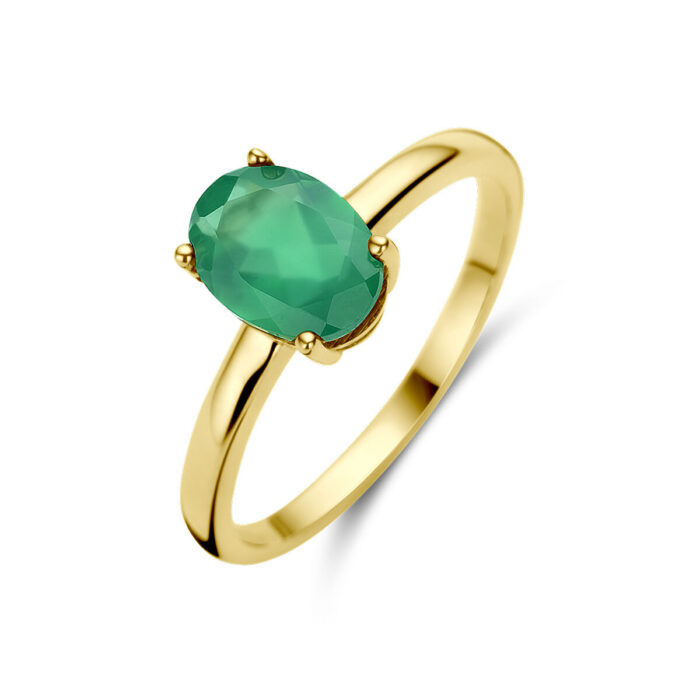 Groene agaat ring Solitair