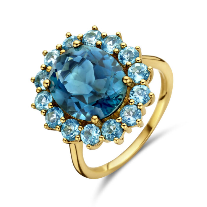 Ring blauw topaas en london blue topaas